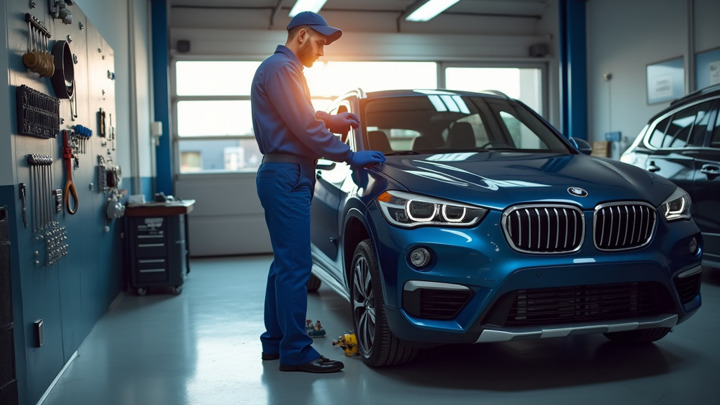 Technicien en train de diagnostiquer une voiture avec un outil de diagnostic électronique