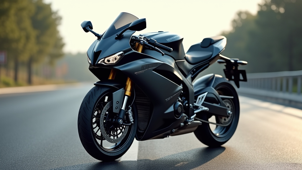 Moto sportive avec carénage complet en action sur route