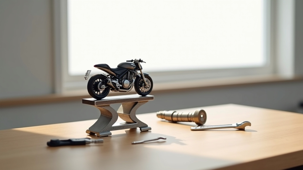 Béquille d'atelier moto en position de travail
