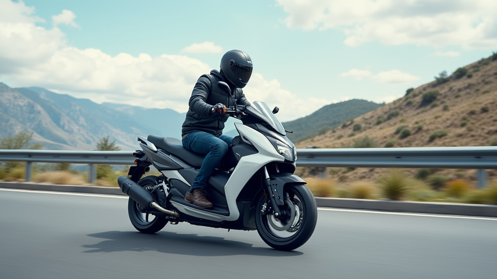 Moto automatique moderne en pleine ville
