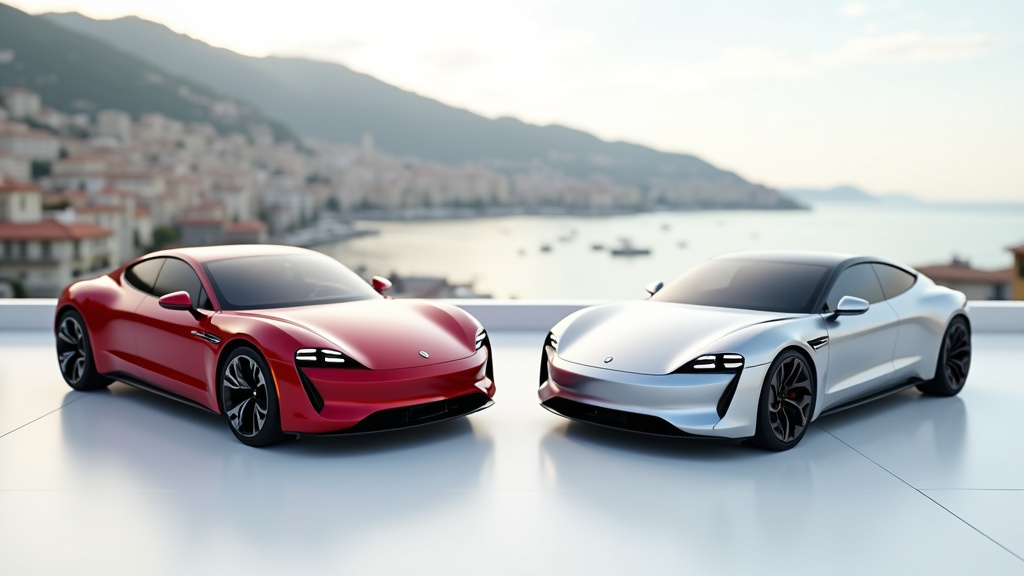 Vue aérienne du Salon Auto Monaco avec les stands de voitures prestigieuses sur les quais de Monaco